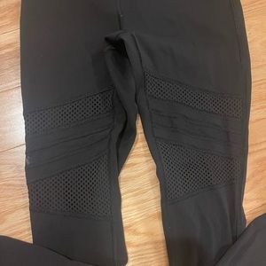 Lululemon black leggings; Mesh with design; size 2; gently worn